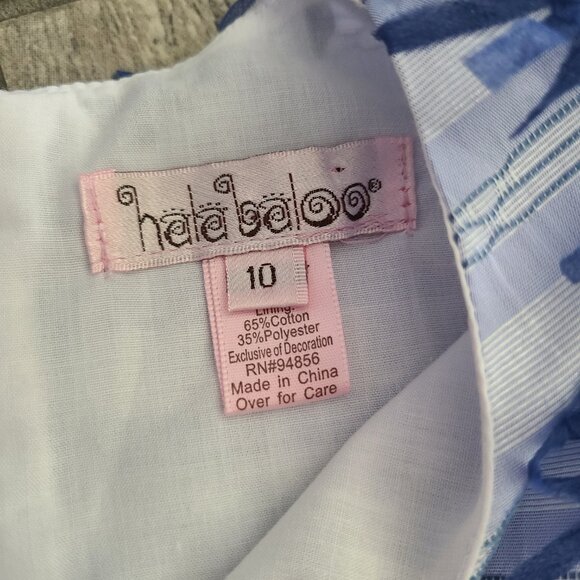 Halabaloo young girls blue and white sleeveless summer dress size 10 - Picture 8 of 11